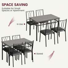 Dining Table Set For 4, Kitchen Table And Chairs, Dining Room Table Set With 4  Chairs, Kitchen Table Set Rectangular Dining Table For Small Space, Apartment, Breakfast - Grey Upholstered Chairs - View 4