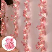 1 pezzo Decorazione a vite con rosa rosa a 30 LED, adatta per festa di compleanno, giardino, camera da letto, festa, matrimonio, Festa della Mamma, San Valentino, decorazione stagionale, casa, camino, scala, tenda, decorazione floreale artificiale, San Valentino, regalo