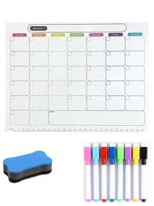 Calendar magnetic pentru frigider 1/10 buc, calendar lunar cu ramă neagră, urmăritor de obiective, organizator de familie, tablă albă de bucătărie, planificator de mese, listă de treburi casnice, urmăritor de programări, listă de activități, calendar reutilizabil pentru frigider cu magneți puternici, inscriptibil și ștergător, organizare acasă, rechizite de birou, excelent pentru familiile ocupate, planificator săptămânal, tablă vizuală (28*21)