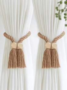 1/2/4/8 szt. Magnetyczne uchwyty do zasłon okiennych, proste drewniane klamry z frędzlami, odpowiednie do sypialni, salonu, kuchni i dekoracji domu