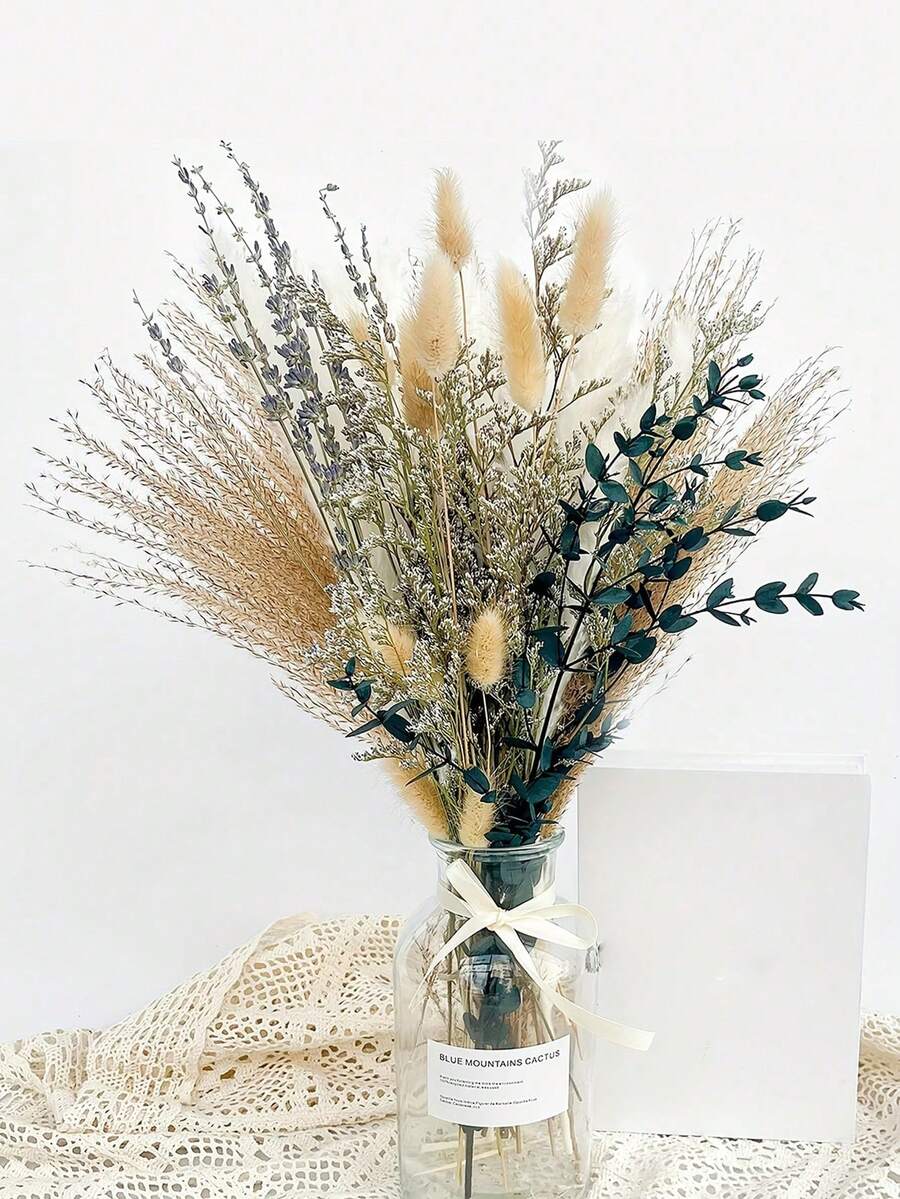 40 Pieces Bohemian Reed, Eucalyptus Whisk Rabbit Tail Grass, Simulated Plant Reed Dried Flower Bouquet, Home Decoration, Bedroom Decoration, Party Decoration, Birthday Candlelight Dinner.