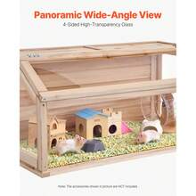 Wooden Hamster Cage, 270° Viewing Hamster Habitat, 32 X 16 X 16 In, Dwarf Hamster Cages With Openable Top, Ventilated Small Animal Cage, Pet Mouse Cage For Gerbils, Rats, Guinea Pigs, Mice - 32 x 16 x 16 inch - Xem 5