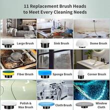 IAGREEA Electric Spin Scrubber, Cordless Cleaning Brush, Shower Cleaning Brush With 9 Or 6 Brush Heads 2H Power Dual Speed, Adjustable Extension Handle, 360 Cordless Cleaning Brush For Bathroom, Bathtub, Tiles, USB-C Charging Cable, Rotating Cleaning Brush, 2000mAH