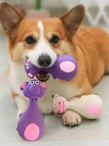 乳胶狗玩具 宠物乳胶发声玩具 - 大象/奶牛造型，橡胶材质，互动式狗狗咀嚼玩具，非常适合玩耍和缓解狗狗出牙期不适，室内外皆宜，让小狗快乐玩耍的宠物玩具 - 彩色 - 查看 6