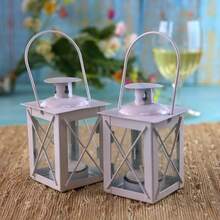 Luminoso Plata Mini-Lantern té Titular de la luz con Velas de Soja, - Blanco - Pequeño - Ver 9