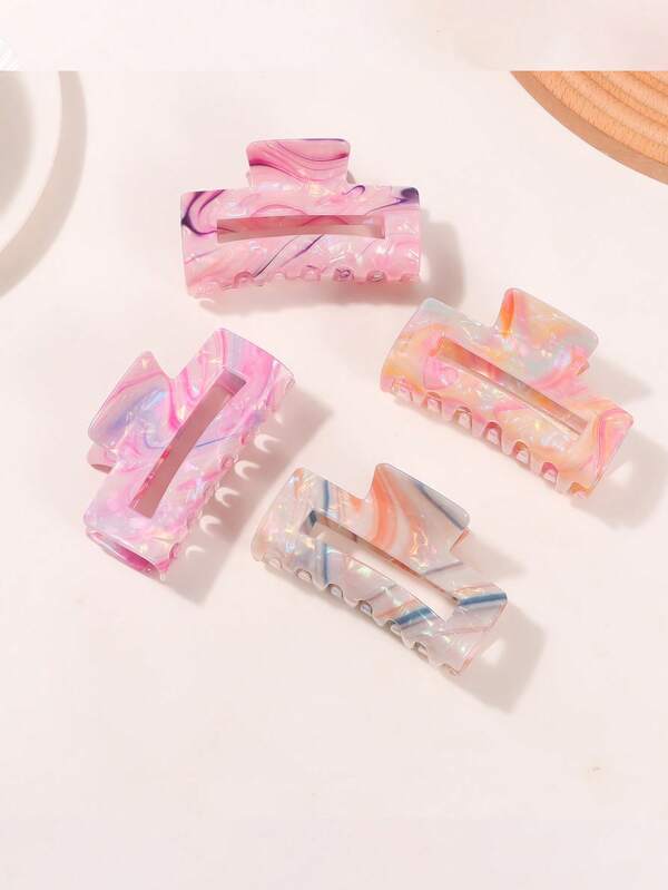 1pc Dreamy Ombre Marble Pattern Hair Claw Clip, Fashionable Elegant Square Hair Claw Clip, Women Hair Accessory/Hair Clip/Bangs Clip/Square Claw Clip/Claw Clip/Hair Clip/Bathroom Claw Clip Hair Accessories