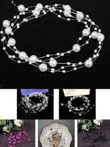 Floating Candle Vase Filler 1.4m Pearl Garland Wedding Table Decoration, Faux Pearl Beaded Plastic Chain Party Decorations, Home Decor Prop For Vases Filler Wedding Centerpiece Christmas Party Decor Room Decor Flower Vase Glass Vase