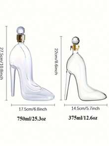 1 件 25.36 盎司/12.68 盎司透明高跟鞋形威士忌酒瓶带盖，高硼硅玻璃酒瓶，手工制作的优雅玻璃酒瓶，适用于葡萄酒、烈酒、波本威士忌、龙舌兰酒、伏特加酒、白兰地、父亲节礼物、家庭酒吧装饰 - 透明 - 查看 8