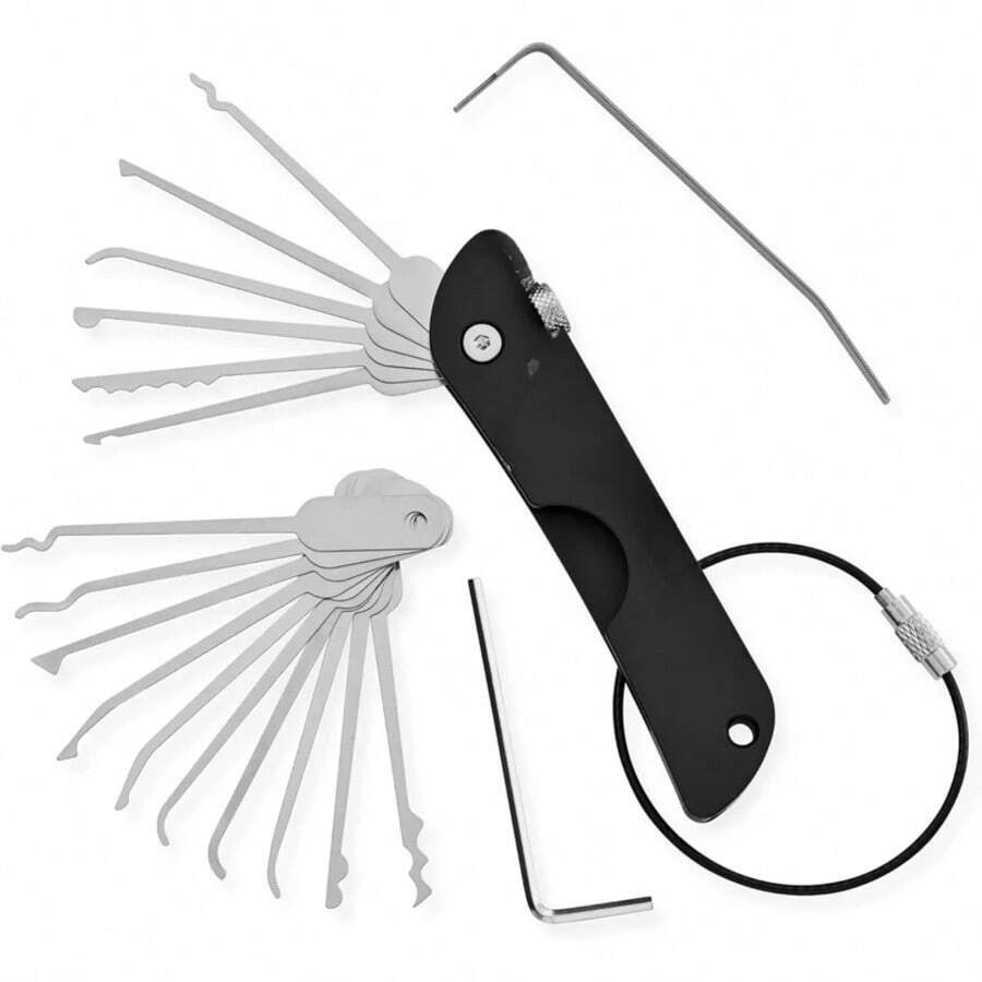 Juego de selección de cerradura compacta, resistente a la oxidación, versátil, llaves abiertas de puerta, reemplazo de llaves, práctico Mini Kit removedor de ganchos, 21 Uds. - Azul - Ver 1