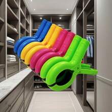 8 件大号沙滩巾夹，适用于海滩/泳池/巡航椅，重型，布夹，防风，4 种鲜艳颜色 - 彩色 - 查看 8