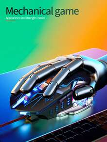 EIGIIS 1个LED有线游戏鼠标，2400可调DPI，带背光，机械手感，适用于PC电脑