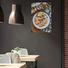 1pcs Seafood Clam  Shrimp Tin Sign Vintage Retro Metal Sign Print Suitable For Room Bathroom Cave Bar Cafe Garage Garden And Outdoor Decoration 8X12 Inch - 鏽棕色 - 查看 6