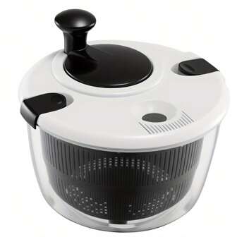 Trintion Salad Spinner 3.5 Litre Plastic Lettuce Dryer Vegetable Washer With Non-Slip Base, Dual Function Serving Bowl Strainer Easy One Hand Operation For Healthy Eating