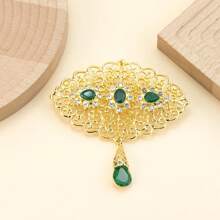 1 件中东摩洛哥女士胸针，镂空花卉图案彩色水钻镶嵌围巾/头巾别针