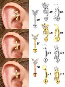1 chiếc khuyên tai Rook Trang sức xỏ khuyên vàng bạc 16G 8mm Nhẫn lông mày Thép không gỉ Thanh cong Daith Hoa tai cho phụ nữ Mặt trăng Trái tim Bướm Sao Opal Hoa tai móng ngựa Vách ngăn Vòng Hoa tai xoắn ốc Nhẫn rốn Labret dọc Trang sức môi - Nhiều màu - Xem 6