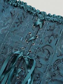 女士祖母绿束身胸衣式抹胸上衣，显瘦露脐抹胸上衣，适合婚礼、新年派对和日常穿着 - 綠色 - 查看 5