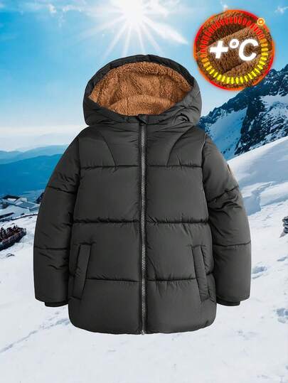 SOLOCOTE Casaco acolchoado com zíper frontal e manga comprida grossa para meninos, forro térmico para outono/inverno, adequado para áreas externas com neve, presente de Natal