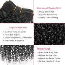 12A Curly Bundles Human Hair Brazilian Kinky Curly Human Hair Weave Bundles Unprocessed Brazilian Virgin Hair 3 Bundles Double Weft Remy Hair Natural Color - Natural Black - View 4