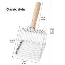 猫砂铲不锈钢网铲长柄深铲不粘涂层金属猫砂铲适用于猫砂盆小猫粪便提升器