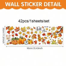 42 pegatinas de ventana de otoño, pegatinas de hojas de pepino para ventanas, pegatinas de vidrio de doble cara, para decoración de fiestas familiares de cosecha de otoño, Acción de Gracias, exhibición de tiendas y decoración de ventanas navideñas