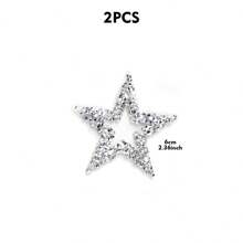 4pcs Hollow Star Rhinestones Patches, Shiny Crystal Sticker Appliques For Garment Repair, Jeans, Bags, Hats, DIY, Peel And Stick