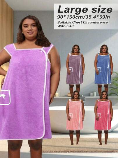 Toalhas de banho femininas de 1 peça, roupões de banho de secagem rápida para praia e spa, toalhas de banho plus size para vestir - saia de banho de lã coral ultramacia com bolsos, secagem rápida e absorvente, tamanho grande 35,4" x 47", envoltório de spa com decoração de laço para mulheres, kilt de sauna para uso doméstico e em hotéis, toalha de banho para vestir com bolso
