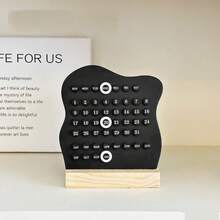 Wood Perpetual Calendar Montessori Calendar Cute Desk Calendar Adjustable Week Month Date Display Calendar Home Office Desk - Multicolor - View 13