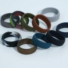 10 枚装男士硅胶结婚戒指，内弧人体工学透气设计，男士硅胶戒指，半码，多款装，多种颜色可选