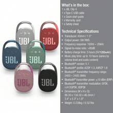 JBL JBL CLIP 4 Bluetooth Speakers IP67 Waterproof/10 Hours Of Playtime Outdoor Travel Portable Mini Wireless Speaker Original JBL