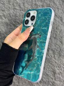 1pc Hammerhead Shark Pattern Glitter Waterproof Shockproof Anti-Slip Soft Phone Case Cover Compatible With Apple - Multicolor - View 4