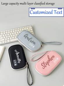 Customized Text Light Travel Film Handheld Data Bag Travel Mini Data Cable Storage Bag Power Bank Earphone Storage Bag