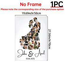 1pc Custom Wedding Couple Photo Collage Template |Editable + Printable Canva Template |Custom Wedding Anniversary |DIY Bride And Groom Photo Collage,Suitable For Bathroom Decor ,Kitchen Decor,Living Room Decor,Bedroom Decor,Optional Frame - Multicolor - View 16