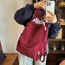 FRIFUL Japanese-Style Minimalist Versatile Large Capacity Solid Color Campus Backpack, 2025 Spring New Lightweight Commuting Student Double-Shoulder Bag, New Style Fresh Girl Travel Small Backpack, Japanese Ins College Style University Student Class Backpack. - Multicolor - View 8