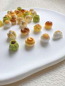 1 Pack 3D Resin Jewelry Decorations, Chinese Steamed Buns, Dumplings, Hamburgers, Bread Resin Accessories