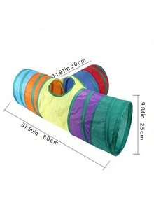 Túnel plegable para gatos, túnel de combinación de 4 vías arcoíris para gatos y conejos, tubo plegable para interiores/exteriores, fácil de transportar - Multicolor - Ver 9