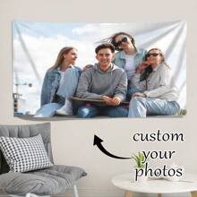 1pc Customizable Personalized Tapestry With Photos And Text, For Birthday, Wedding, Halloween, Christmas, Party, Father's/Mother's Day, Home Decor, Bedroom Aesthetics,Decoration And Hanging Fabrics For Student Dormitories During The Start Of The School Year,Warm Ambience