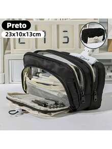 Bolsa Estudantil De Alta Capacidade Multifuncional Para Papelaria Nova Lápis Yoble.Loja - Preto - Visão 1