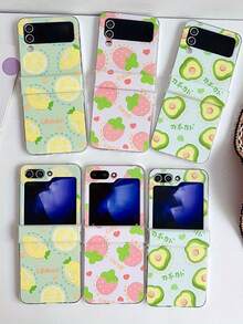 Kreative einfache rosa Erdbeere gelbe Zitrone Graffiti Handyhülle kompatibel mit Samsung Galaxy Z Flip 7 6 5 4 3 5G stoßfeste Schutzhülle, wasserdicht, stoßfest, kratzfest