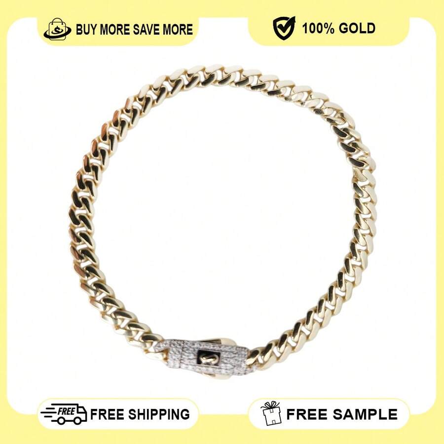 10K Yellow Gold Cuban Link Bracelet 7 Mm X 5" - 彩色 - 查看 1
