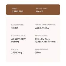 CAFELFFE 3-In-1 Espresso Coffee Machine, 20 Bar Pressure, Compatible With Capsules/NES Original Capsules/Ground Coffee - UK Plug(220-240V) - View 6