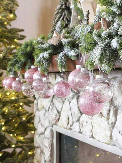 6 piezas/1 pieza Decoraciones navideñas, bolas de plástico transparente irrompibles para decorar el árbol de Navidad, bolas decorativas navideñas, juego de adornos navideños, incrustados con decoraciones exquisitas, colgantes de bolas para decorar el árbol de Navidad, colgantes decorativos para las fiestas