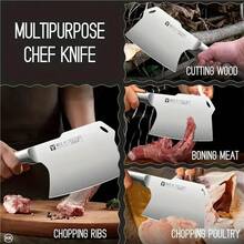 An Excellent Kitchen Bone Cutting And Meat Cutting Knife, With A Non Slip Handle, Heavy-Duty Stainless Steel High Hardness Household Bone Cutting Knife, Precision Stainless Steel Pointed Knife, Chef's Meat Shop Commercial Meat Knife, Heavy-Duty Axe - 銀色 - 查看 2