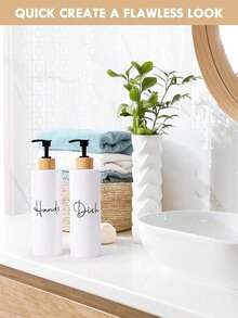 2个装可重复灌装的黑白皂液器按压瓶 - 方便的液体皂液和洗洁精瓶，适用于浴室配件、竹托盘、浴室收纳、家居装饰、家具、浴室装饰、返校季