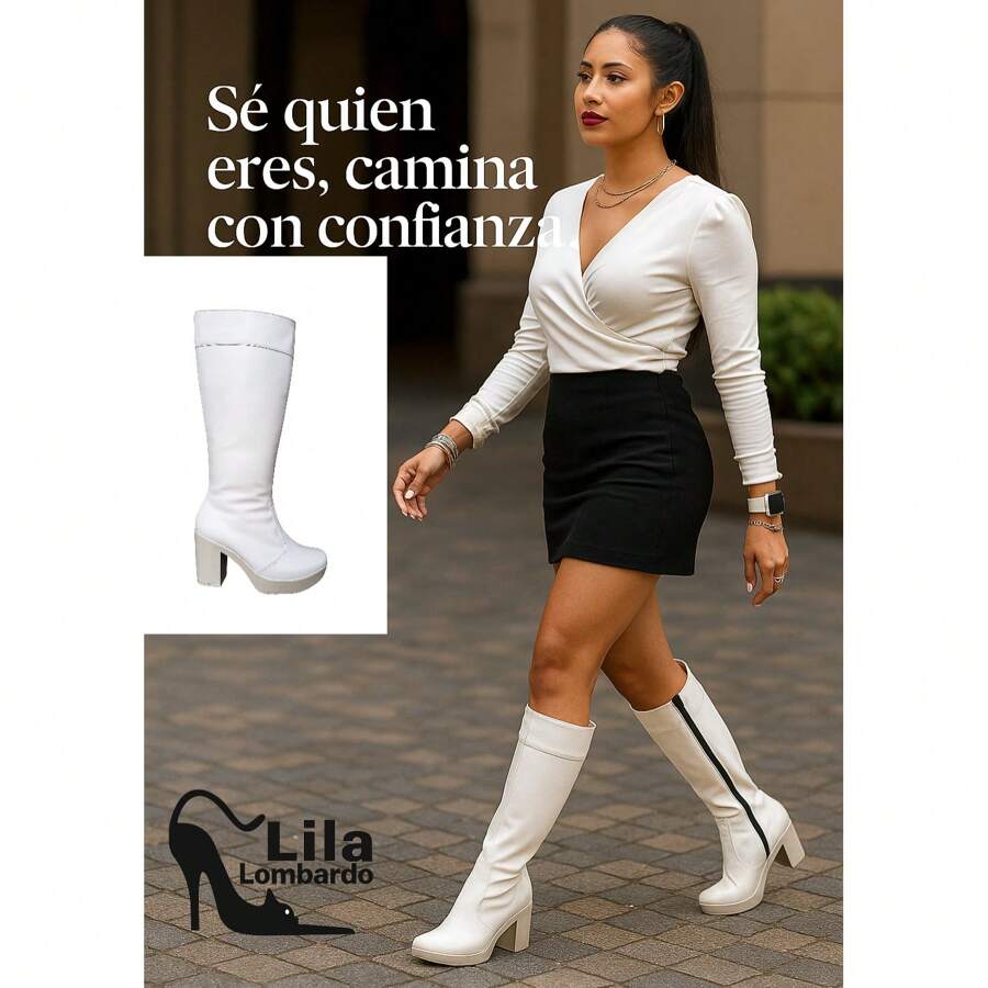 Botas Blancas Para Mujer Lila Lombardo Con Plataforma. - Blanco - Ver 1
