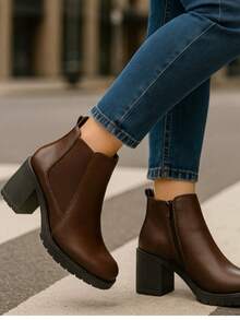 Women Ankle Boots & Booties - Coffee Brown - View 2