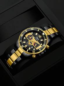 7 件男士奢华商务休闲运动石英表套装 + 太阳镜、钱包、梳子、钥匙扣、贺卡，专为男士设计，必备日常配饰，适合返校、感恩节、周年纪念日、节日礼物 - 黑色 - 查看 10