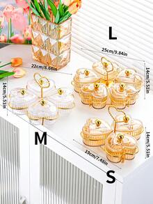 1pc Heart-Shaped Compartment Snack Plate, Dessert Dish, Fruit Tray For Living Room Coffee Table, Modern Candy Dish, Nut Dish, Fruit Plate, Dry Fruit Storage Box - Multicolor - View 2