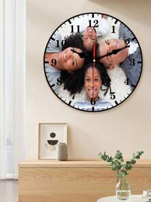 1 Piece 10/12 Inch Custom Photo Wall Clock - Silent Non-Tick Wooden Digital Clock, Personalized Gift For Valentine's Day, Wedding, Home Decoration, Office Or School (Batteries Not Included), Clock Wall Decoration, Living Room Home Decoration, Living Room Decoration, Wall Decoration, Home Decoration,