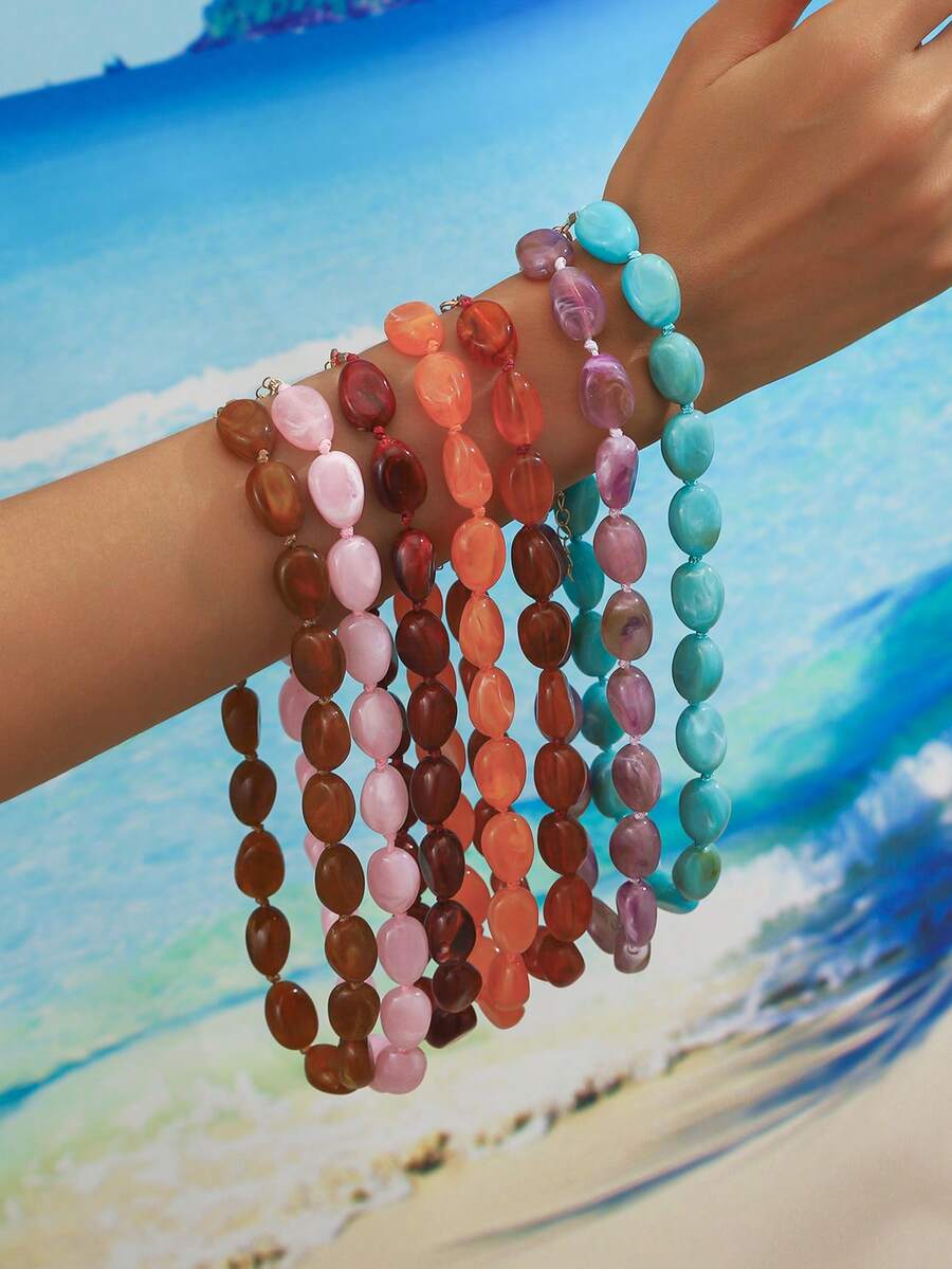 1 chiếc vòng cổ thắt nút hình đám mây nhựa nhiều màu phong cách Bohemian, quà tặng trang sức thủ công cho kỳ nghỉ hè trên bãi biển dành cho phụ nữ, trang phục hàng ngày - Vòng cổ thủ công bằng nhựa hình dạng đặc biệt - Xem 1