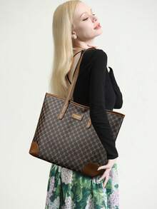 3pcs High-Quality Lightweight Luxury Tote Bag Set, Fashionable Casual Shoulder Underarm Bag With Floral Print - Multicolor - View 7